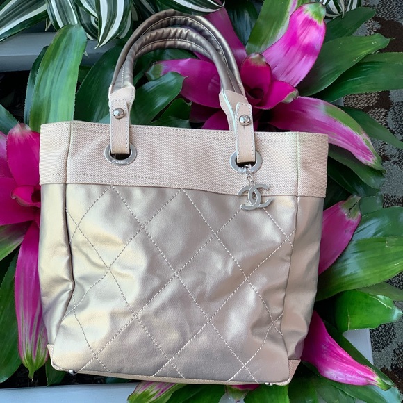 CHANEL Handbags - CHANEL Tote Beige Leather Nylon Paris Biarritz